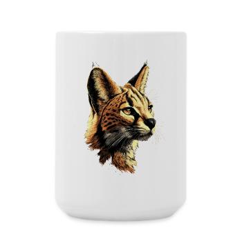 Serval Raubkatze Afrika Savannah Leopard Katzen - Große Tasse 440 ml - Weiß - Vorne
