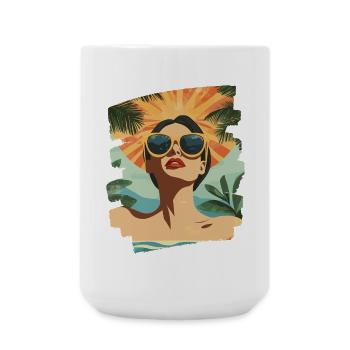 Beach Palm Trees Sunset Summer - Large Mug 440 ml - white - Front