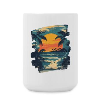 Beach Palm Trees Sunset Summer - Large Mug 440 ml - white - Front