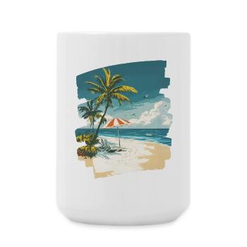 Beach Palm Trees Sun Summer - Large Mug 440 ml - white - Front