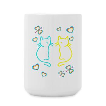 Retro Katzen Katze Kinder Mädchen Jungen Teenies - Große Tasse 440 ml - Weiß - Vorne