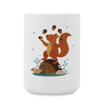 Juggling Squirrel – Funny Forest Scene - Large Mug 440 ml - white - Front