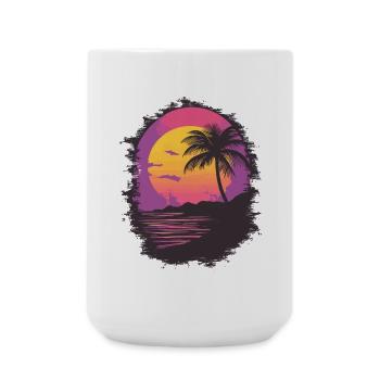 Beach Palm Trees Sunset Summer - Large Mug 440 ml - white - Front