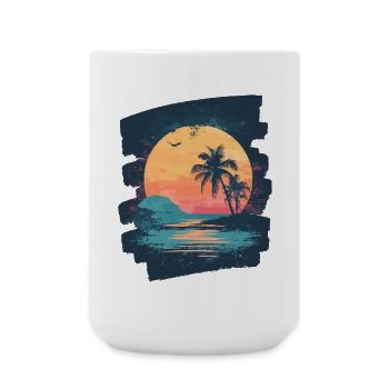 Beach Palm Trees Sunset Summer - Large Mug 440 ml - white - Front