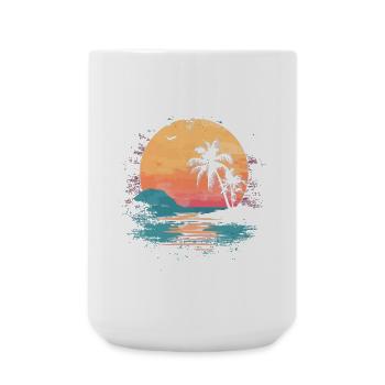Palm Tree Sunset Summer Sun - Large Mug 440 ml - white - Front