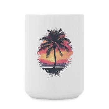 Palm Tree Sunset Summer - Large Mug 440 ml - white - Front