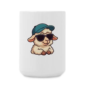 Cooles Schaf Lamm mit Sonnenbrille Freude Sommer - Große Tasse 440 ml - Weiß - Vorne