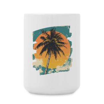 Palme Sonnenuntergang Sommer Sonne - Große Tasse 440 ml - Weiß - Vorne