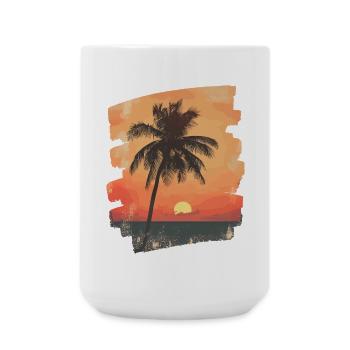palmier coucher de soleil soleil d’été - Grande tasse 440 ml - blanc - Devant