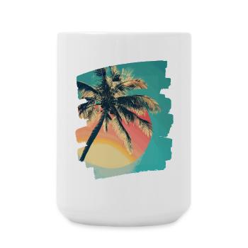 Palm Tree Sunset Summer Sun - Large Mug 440 ml - white - Front