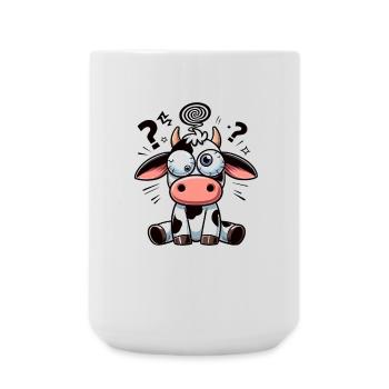 Funny Confused Cow Cartoon Clumsy Googly Eyes - Large Mug 440 ml - white - Front