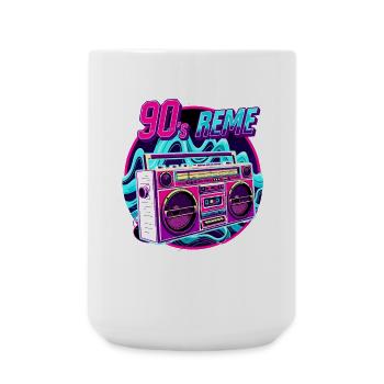 90s - Neon Boombox Retro Music Style - Large Mug 440 ml - white - Front