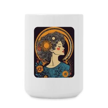 Woman Head Flowers International Women's Day Creative Abstract - Large Mug 440 ml - white - Front