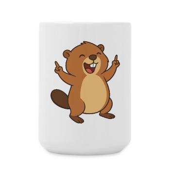 Happy beaver fun - Large Mug 440 ml - white - Front