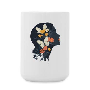 Woman Head Flowers International Women's Day Creative Abstract - Large Mug 440 ml - white - Front