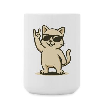 Rock’n’Miau - Große Tasse 440 ml - Weiß - Vorne