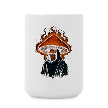 Mystischer Pilz-Schamane in feuriger Kapuze - Große Tasse 440 ml - Weiß - Vorne