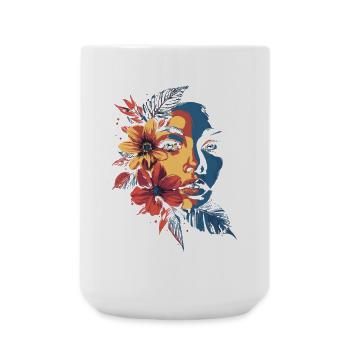 Woman Head Flowers International Women's Day Creative Abstract - Large Mug 440 ml - white - Front