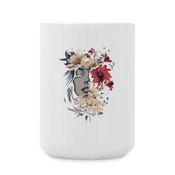 Woman Head Flowers International Women's Day Creative Abstract - Large Mug 440 ml - white - Front