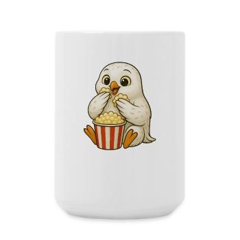hibou pop-corn cinéma cinéphile amant de cinéma - Grande tasse 440 ml - blanc - Devant