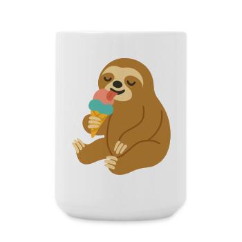 Glückliches Faultier mit Eis – Sommerlaune Motiv - Große Tasse 440 ml - Weiß - Vorne
