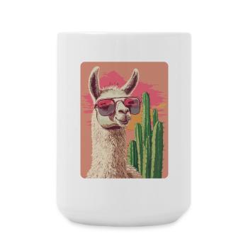 Lustiges Lama Alpaka Llama Tier Geschenk - Große Tasse 440 ml - Weiß - Vorne