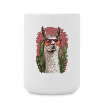 Lustiges Lama Alpaka Llama Tier Geschenk - Große Tasse 440 ml - Weiß - Vorne