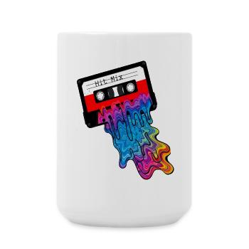 90er Kassetten Tape mit Bunten Farbauslauf - Große Tasse 440 ml - Weiß - Vorne