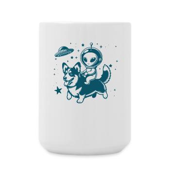 Alien and Corgi Love - Large Mug 440 ml - white - Front