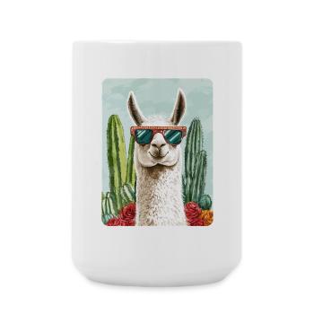 Lustiges Lama Alpaka Llama Tier Geschenk - Große Tasse 440 ml - Weiß - Vorne