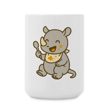 Nourrir avec le bébé rhinocéros – Doux et sauvage - Grande tasse 440 ml - blanc - Devant