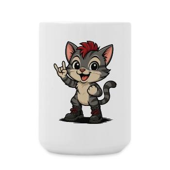 Punk Rock Chaton avec Bottes - Grande tasse 440 ml - blanc - Devant