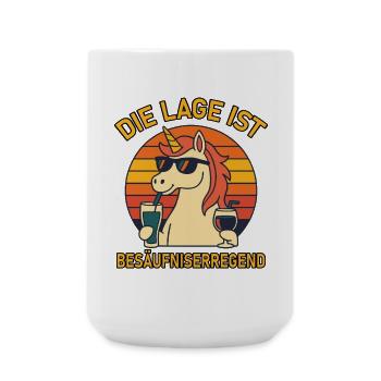Die Lage ist besäufniserregend Retro Einhorn Spaß - Große Tasse 440 ml - Weiß - Vorne