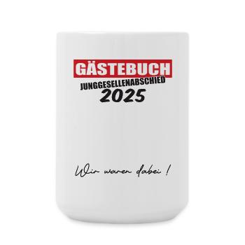 Gästebuch Junggesellenabschied 2025 - Große Tasse 440 ml - Weiß - Vorne