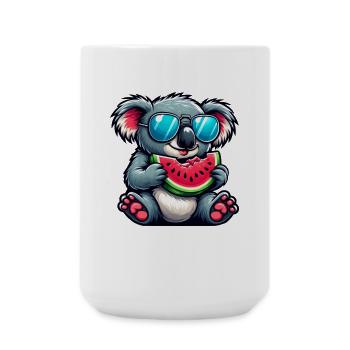 Süßer Koala Wassermelone Sommer Cartoon Frucht - Große Tasse 440 ml - Weiß - Vorne