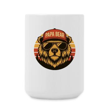 Papa bear - Cool bear father with sunglasses - Large Mug 440 ml - white - Front