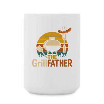Grillspaß mit Stil - The GrillFather BBQ Kitchen - Große Tasse 440 ml - Weiß - Vorne