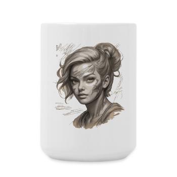 Elegant illustration with modern touches - Large Mug 440 ml - white - Front
