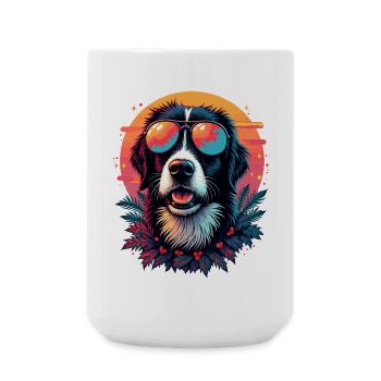 Tropical dog with sunglasses - Large Mug 440 ml - white - Front