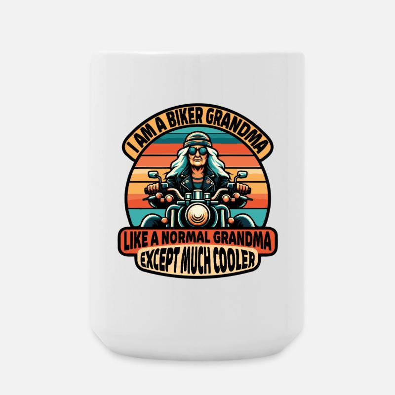 Mamie motarde avec une attitude cool - Grande tasse 440 ml - blanc