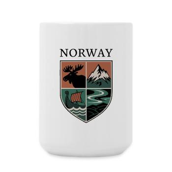 Norvège Armoiries Orignal Montagne Fjord Viking Aurores boréales - Grande tasse 440 ml - blanc - Devant