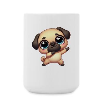 Süßer Mops Dab Cartoon Haustier Lustige Hunde - Große Tasse 440 ml - Weiß - Vorne