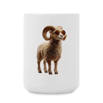 Widder Mufflon Aries Wilde Schafe Männliches Schaf - Große Tasse 440 ml - Weiß - Vorne