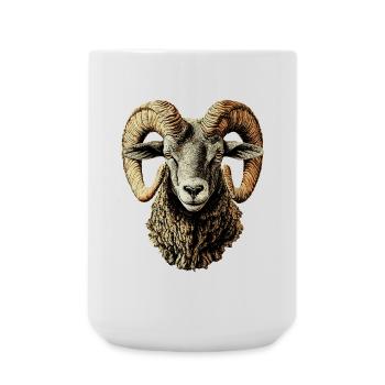 Widder Mufflon Aries Wilde Schafe Männliches Schaf - Große Tasse 440 ml - Weiß - Vorne