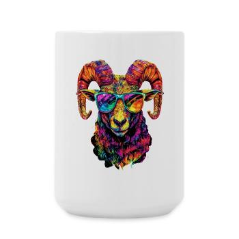 Widder Mufflon Aries Wilde Schafe Männliches Schaf - Große Tasse 440 ml - Weiß - Vorne