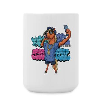 Selfie Queen – Urban Street Art Horse - Große Tasse 440 ml - Weiß - Vorne