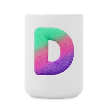 D - Letter in fur look and color gradient - Large Mug 440 ml - white - Front