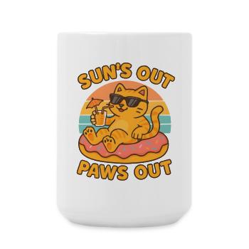 Sommer Katze - Große Tasse 440 ml - Weiß - Vorne