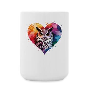 Fern hawk in colorful watercolor heart - Large Mug 440 ml - white - Front