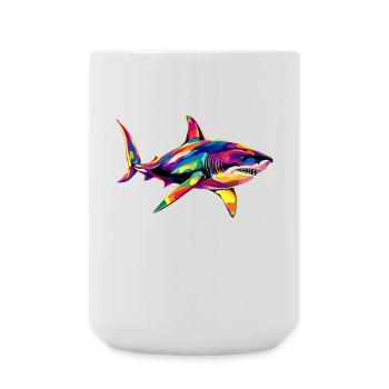 Shark Shark Tiger Shark Diver Cute Sharks Great White Shark - Large Mug 440 ml - white - Front
